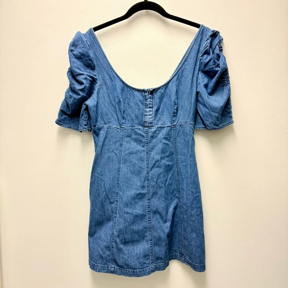 Free People Cheyenne Denim Mini Dress, Blue | Medium